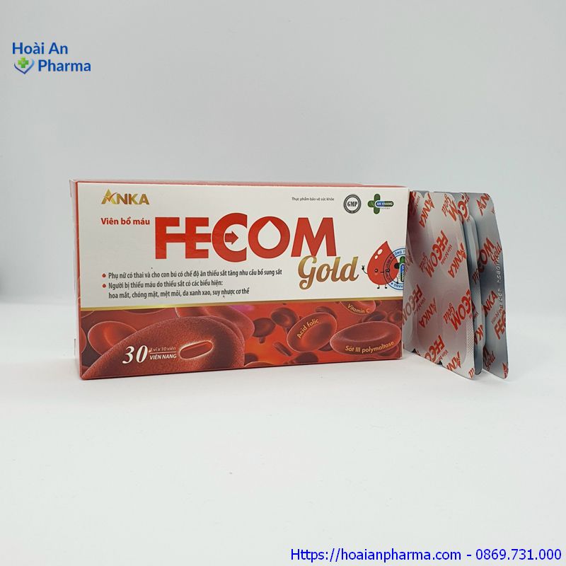 Fecom Gold – Viên uống bổ sung Sắt và Acid Folic cho cơ thể.
