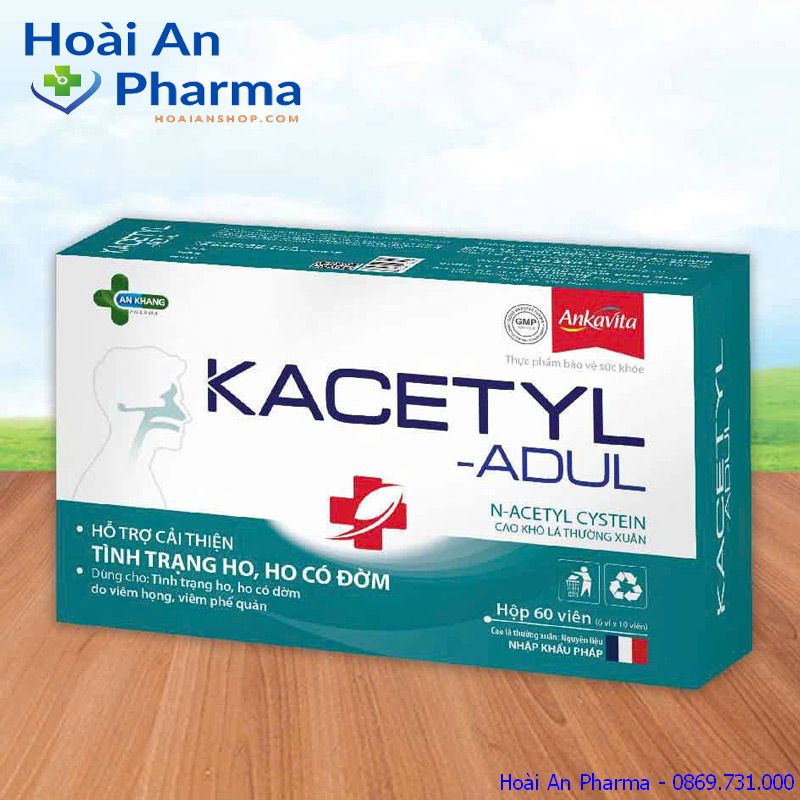 Kacetyl Adul hộp 60 viên - Hỗ trợ giảm ho
